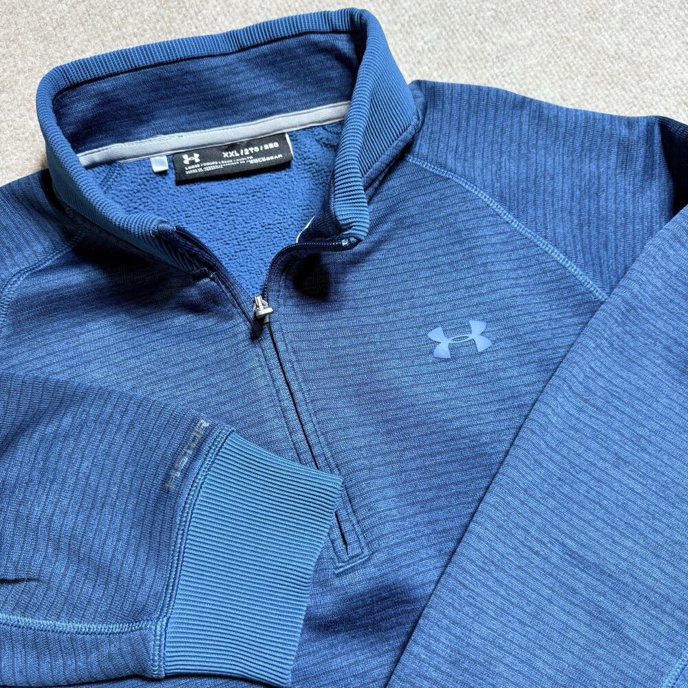 Under Armour Storm1 Sweater Mens 2xl Heathered Blue Quarter Zip Loose Coldgear